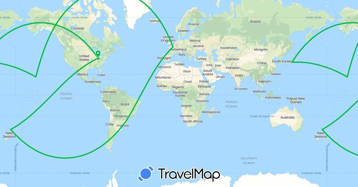 TravelMap itinerary: driving, bus in Brazil, France, Japan, New Zealand, United States (Asia, Europe, North America, Oceania, South America)